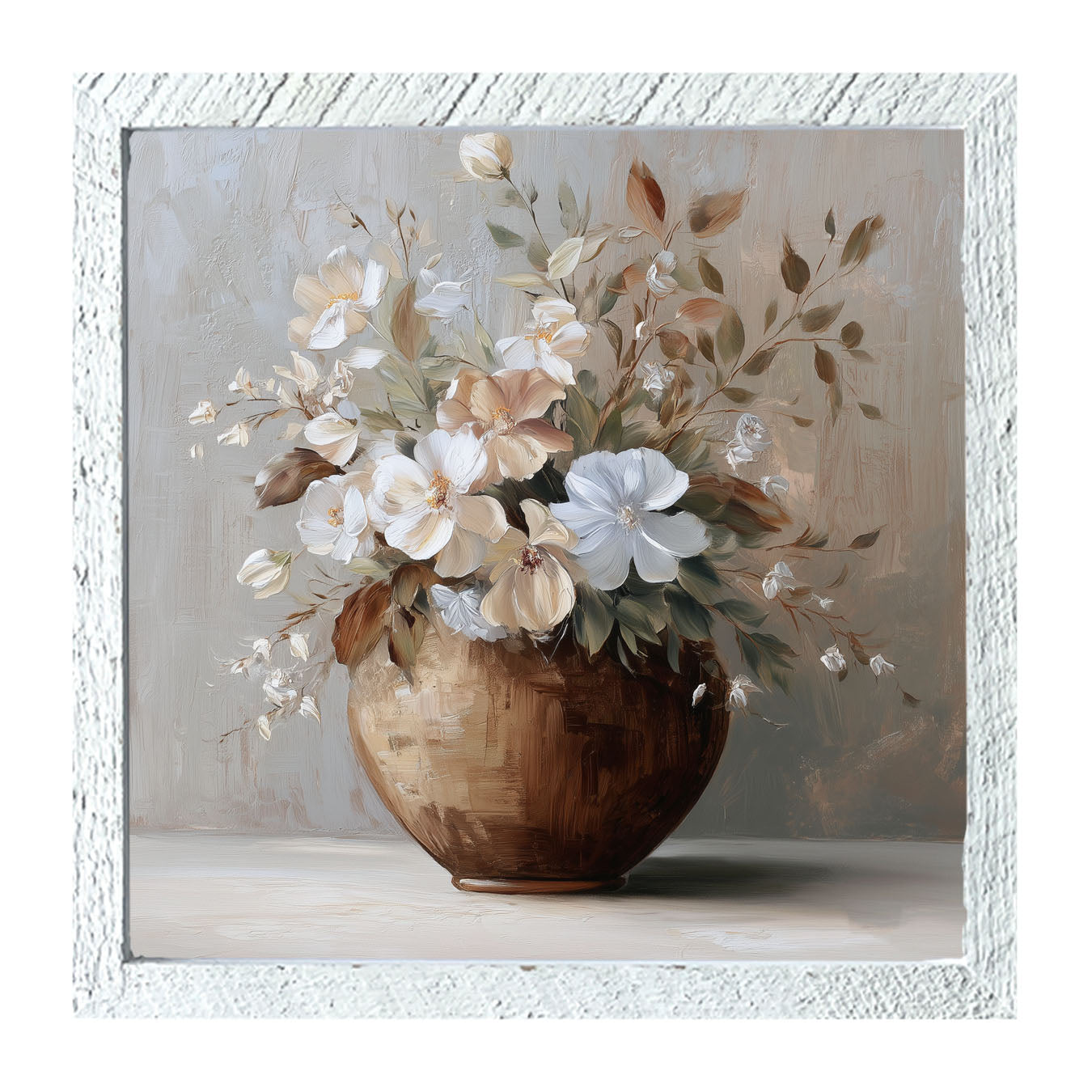 Copper Vase with Blooming Flowers - Framed Art