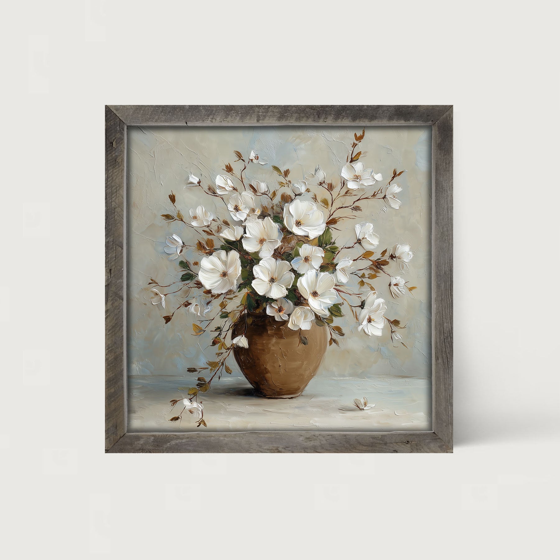 Copper Vase with White Floral Bouquet