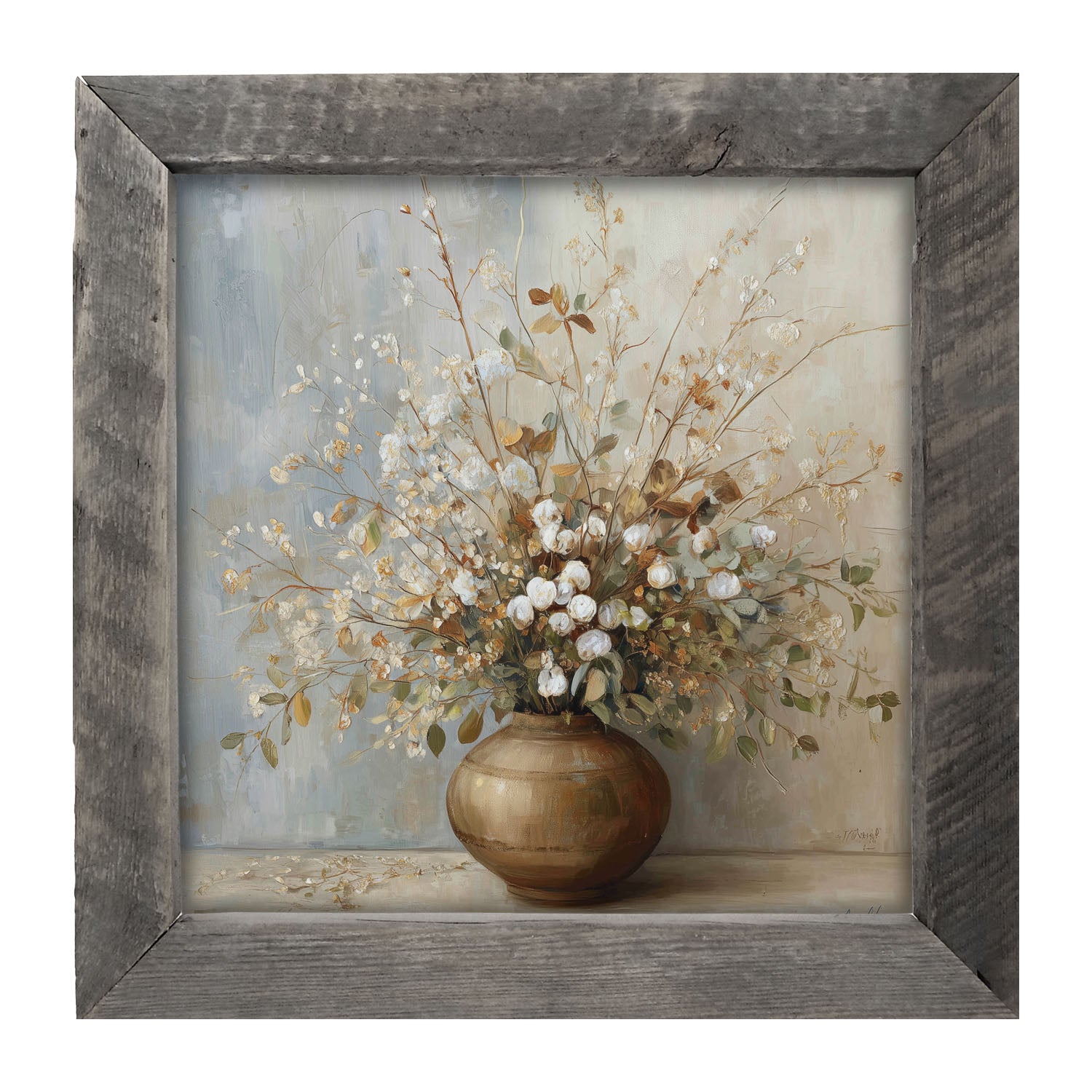 Copper Vase with Rustic Bouquet - Framed Art