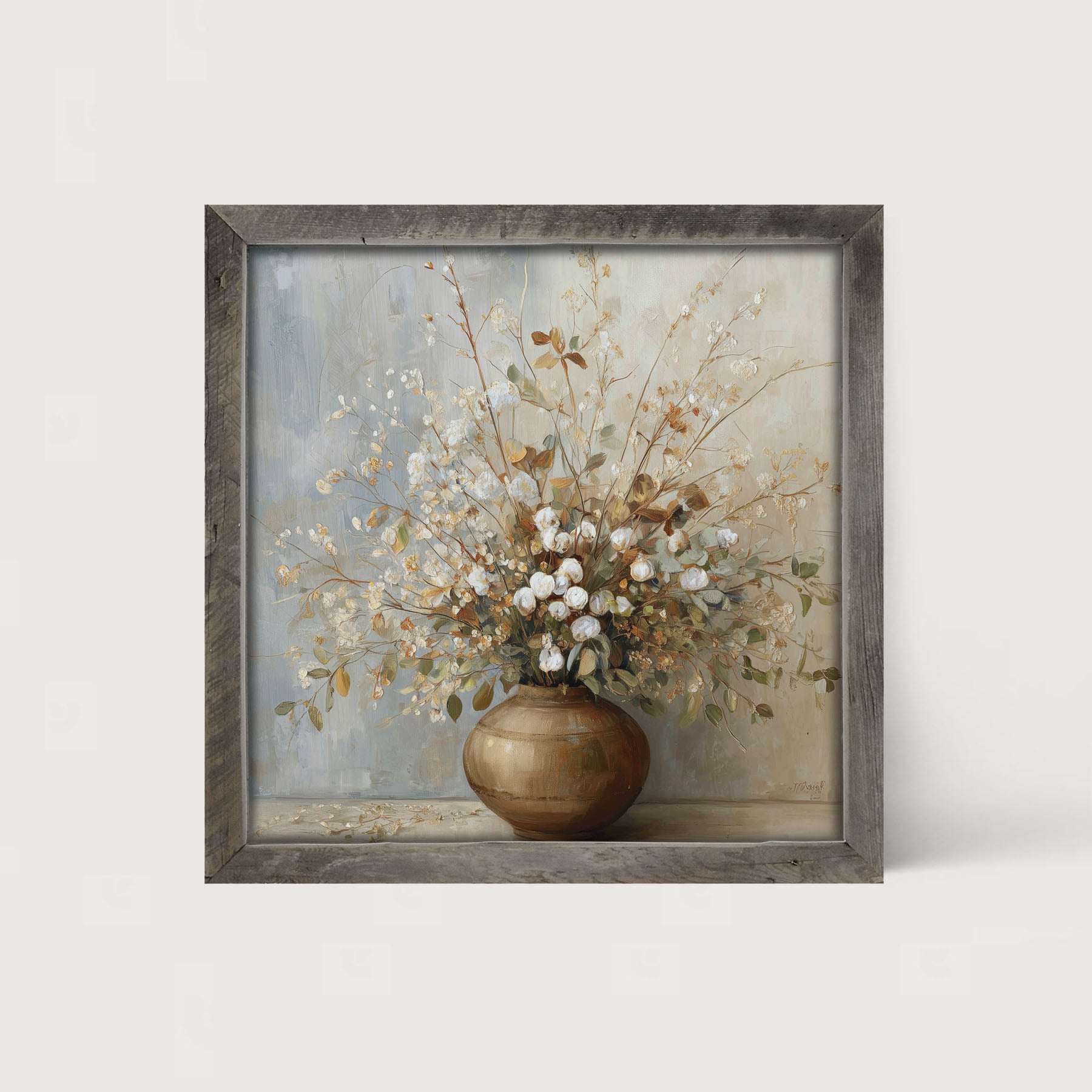 Copper Vase with Rustic Bouquet - Framed Art