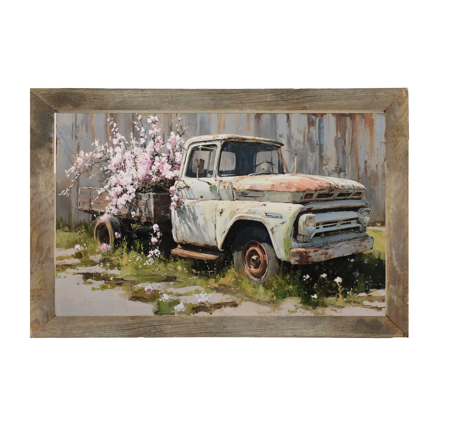 Farm Truck with Pink Flowers - Framed Art