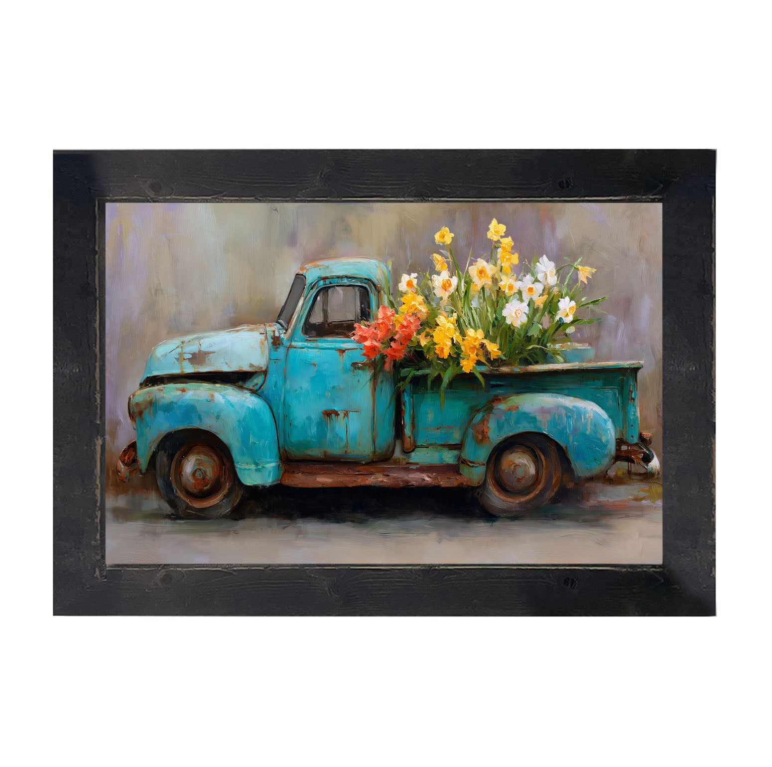 Farm Truck with Colorful Flowers - Framed Art