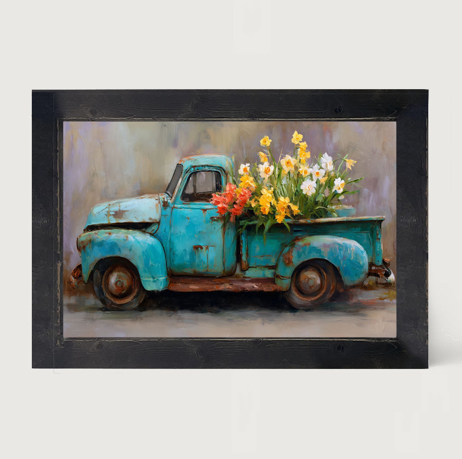Farm Truck with Colorful Flowers - Framed Art