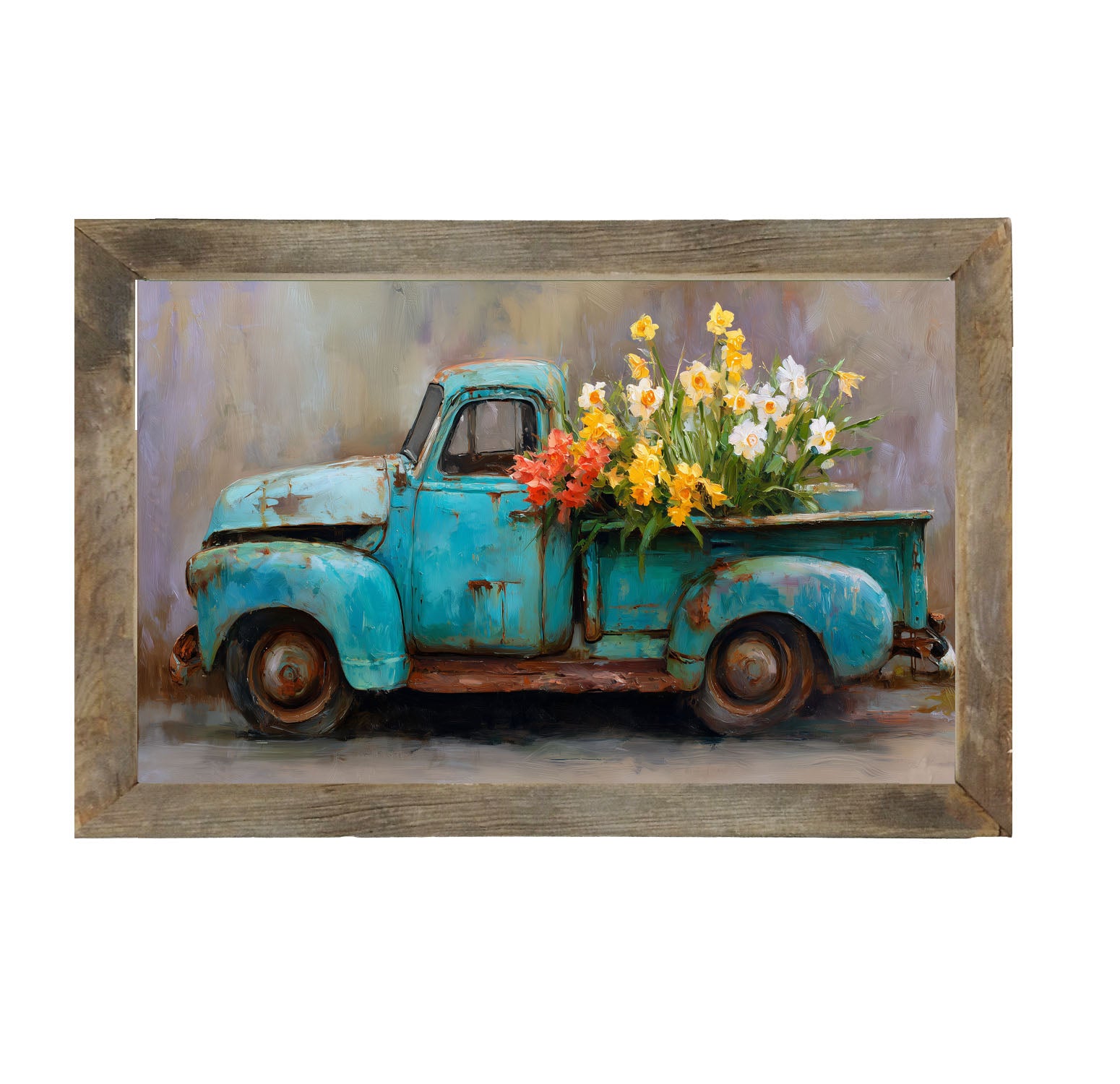 Farm Truck with Colorful Flowers - Framed Art