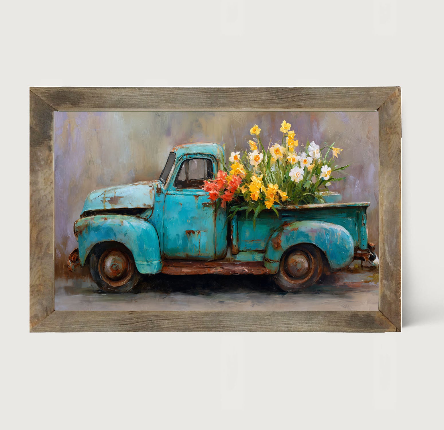 Farm Truck with Colorful Flowers - Framed Art