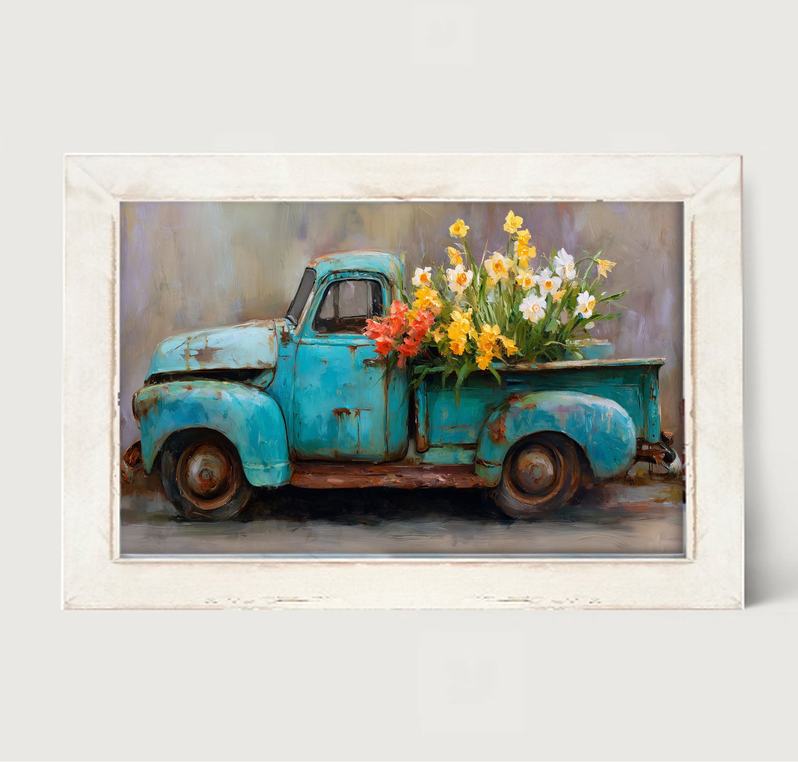 Farm Truck with Colorful Flowers - Framed Art
