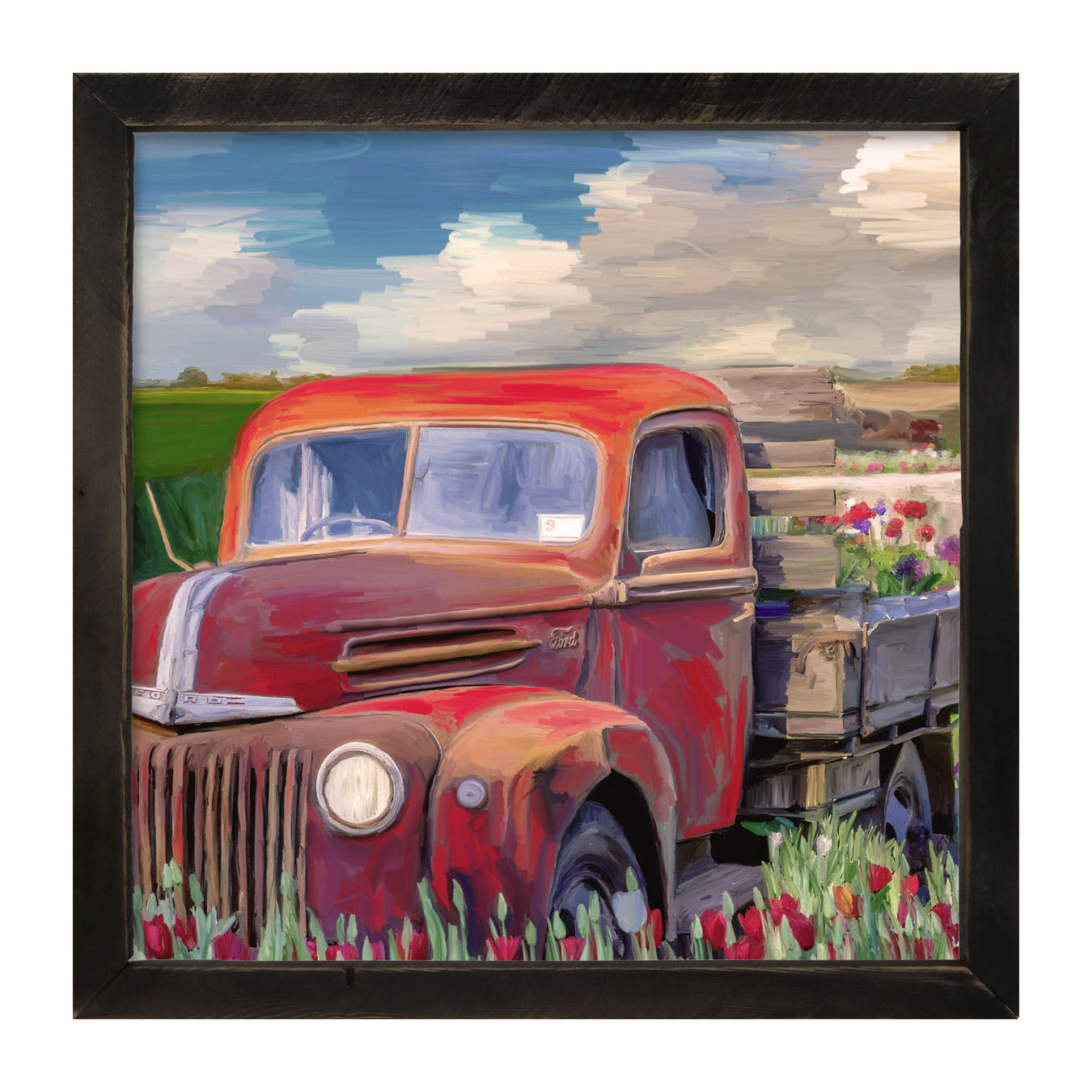 Red Ford Flower Truck - Framed art