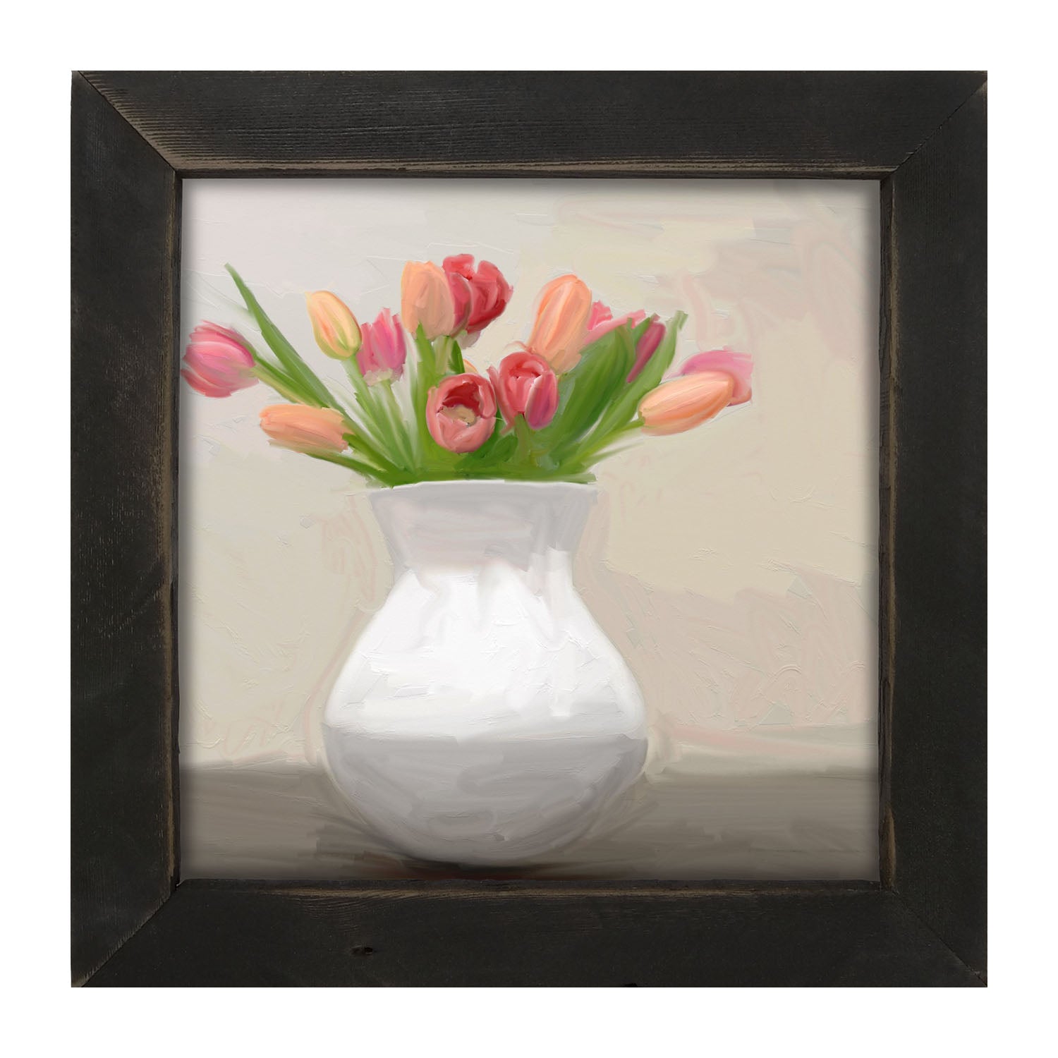 Tulips in White Vase - Framed art