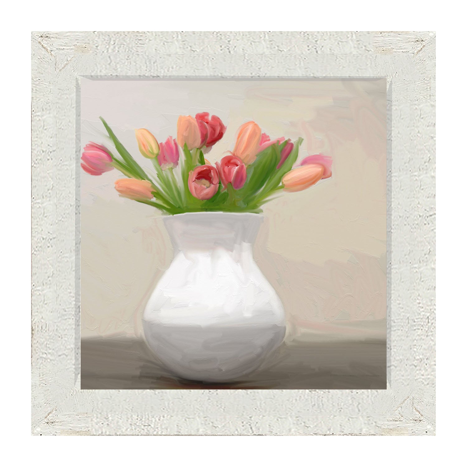 Tulips in White Vase - Framed art