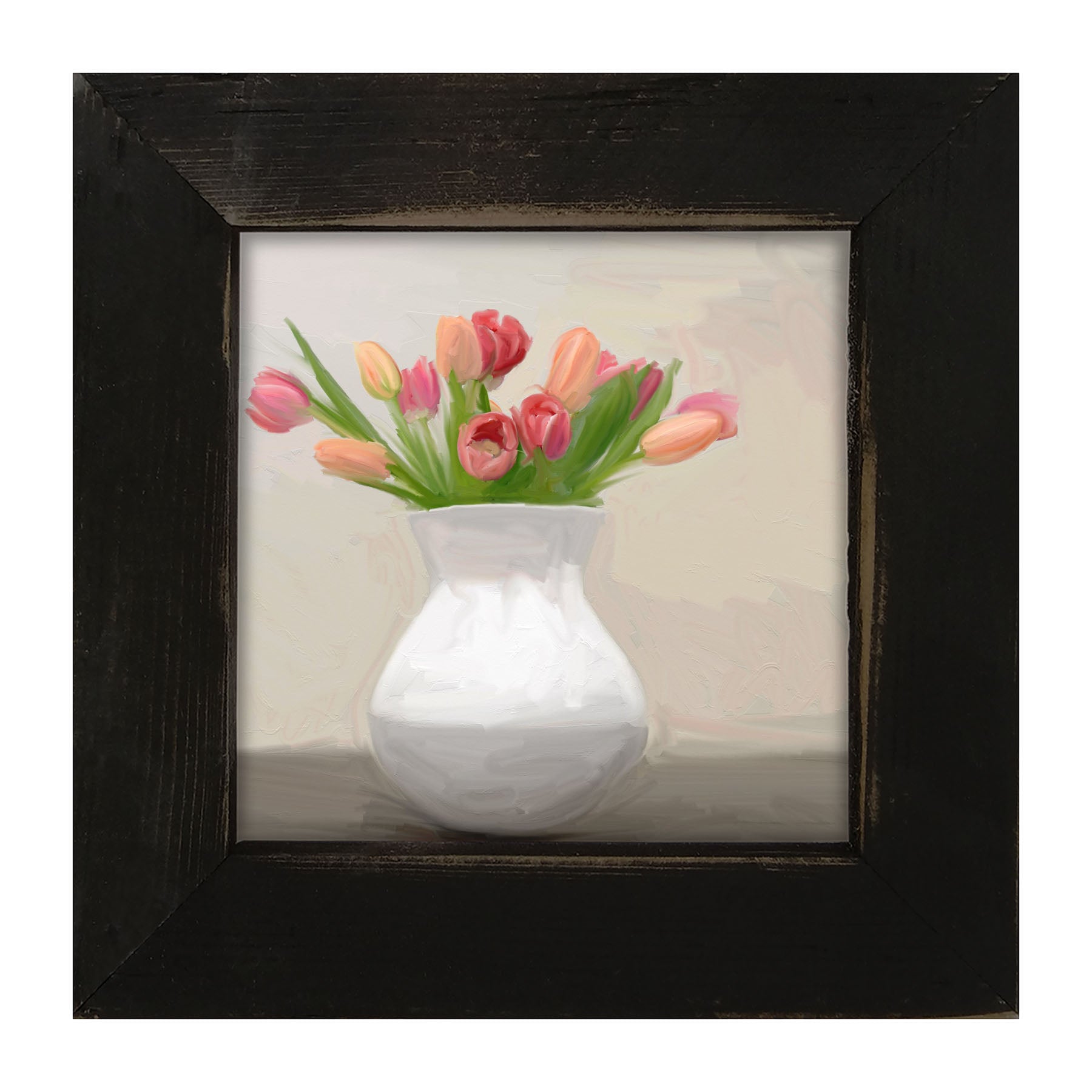 Tulips in White Vase - Framed art