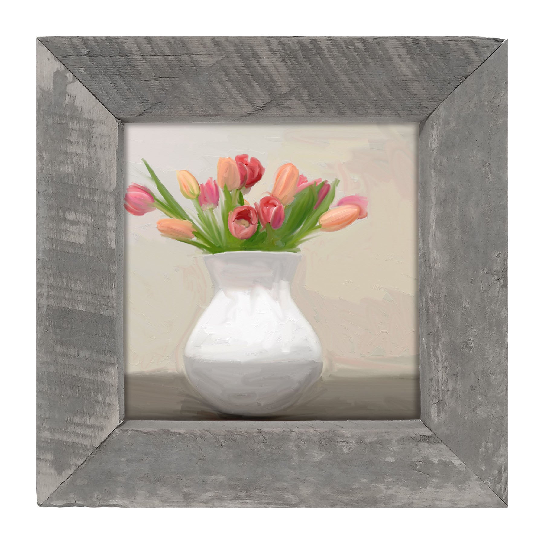 Tulips in White Vase - Framed art