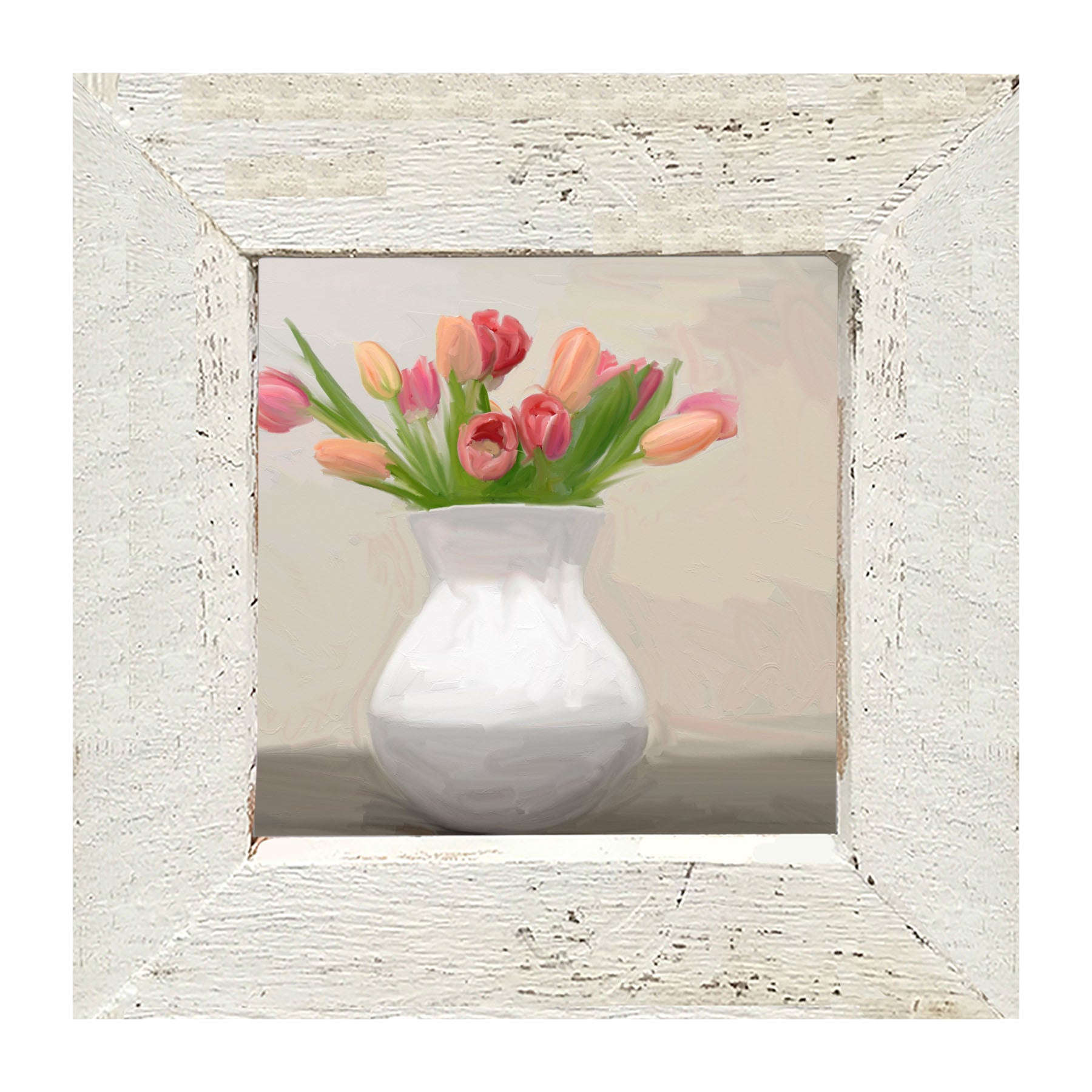 Tulips in White Vase - Framed art