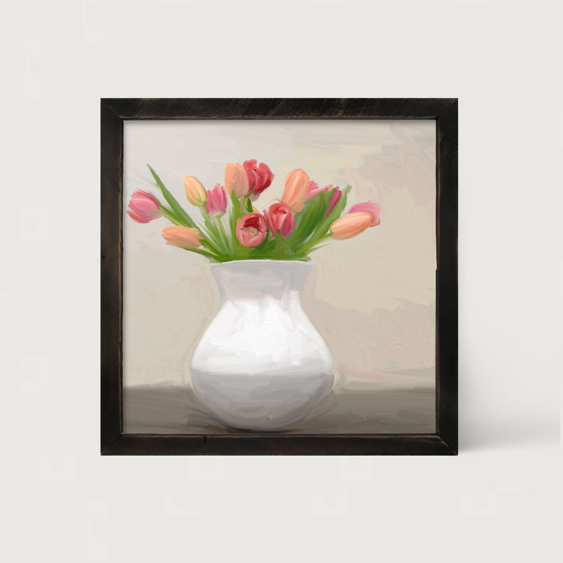 Tulips in White Vase - Framed art