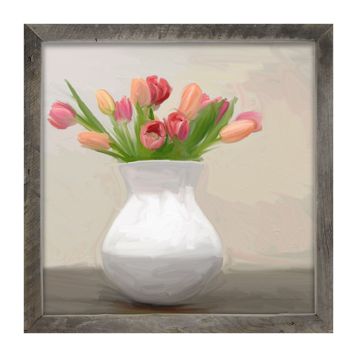 Tulips in White Vase - Framed art
