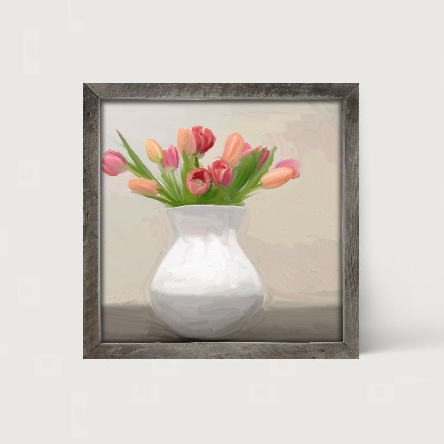 Tulips in White Vase - Framed art