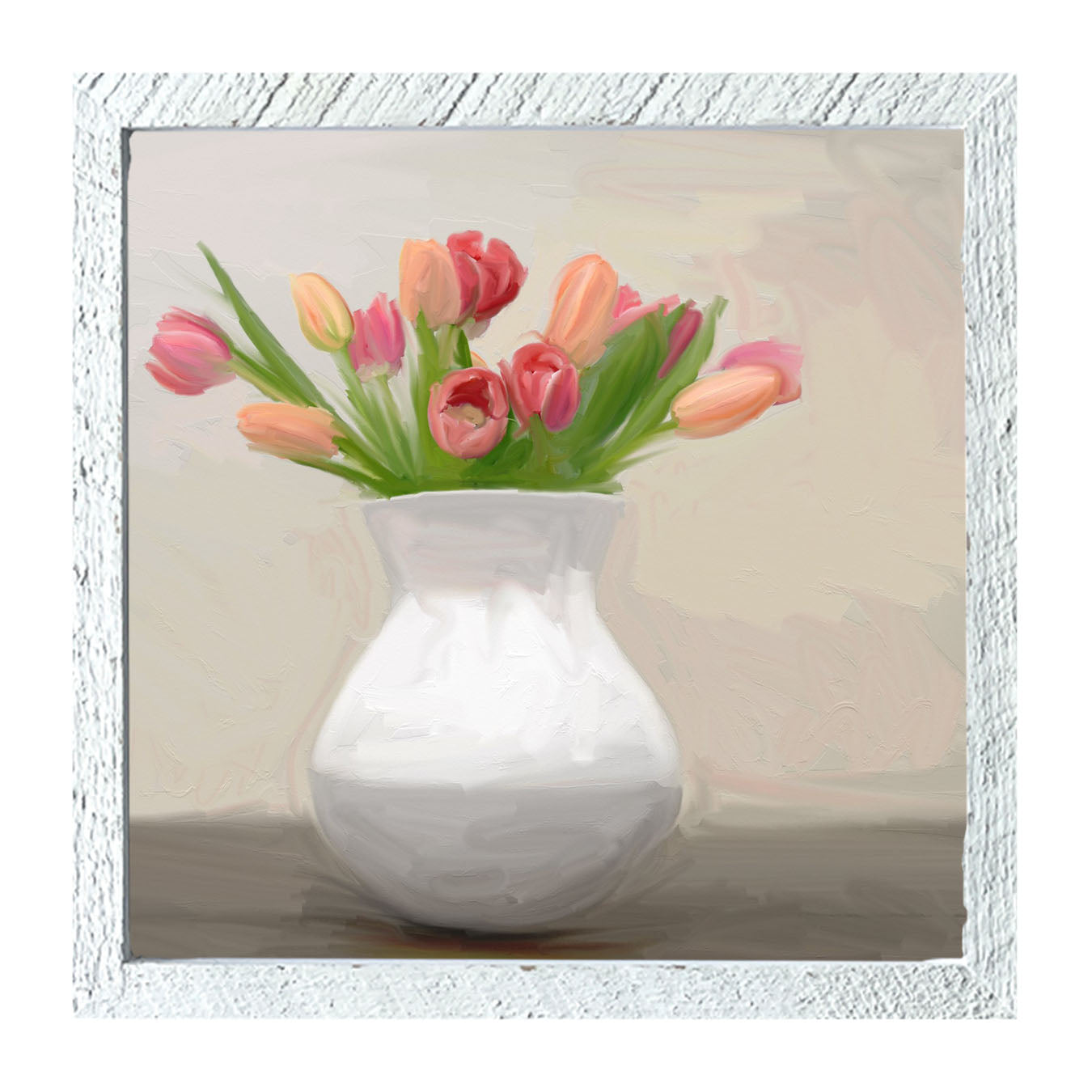Tulips in White Vase - Framed art