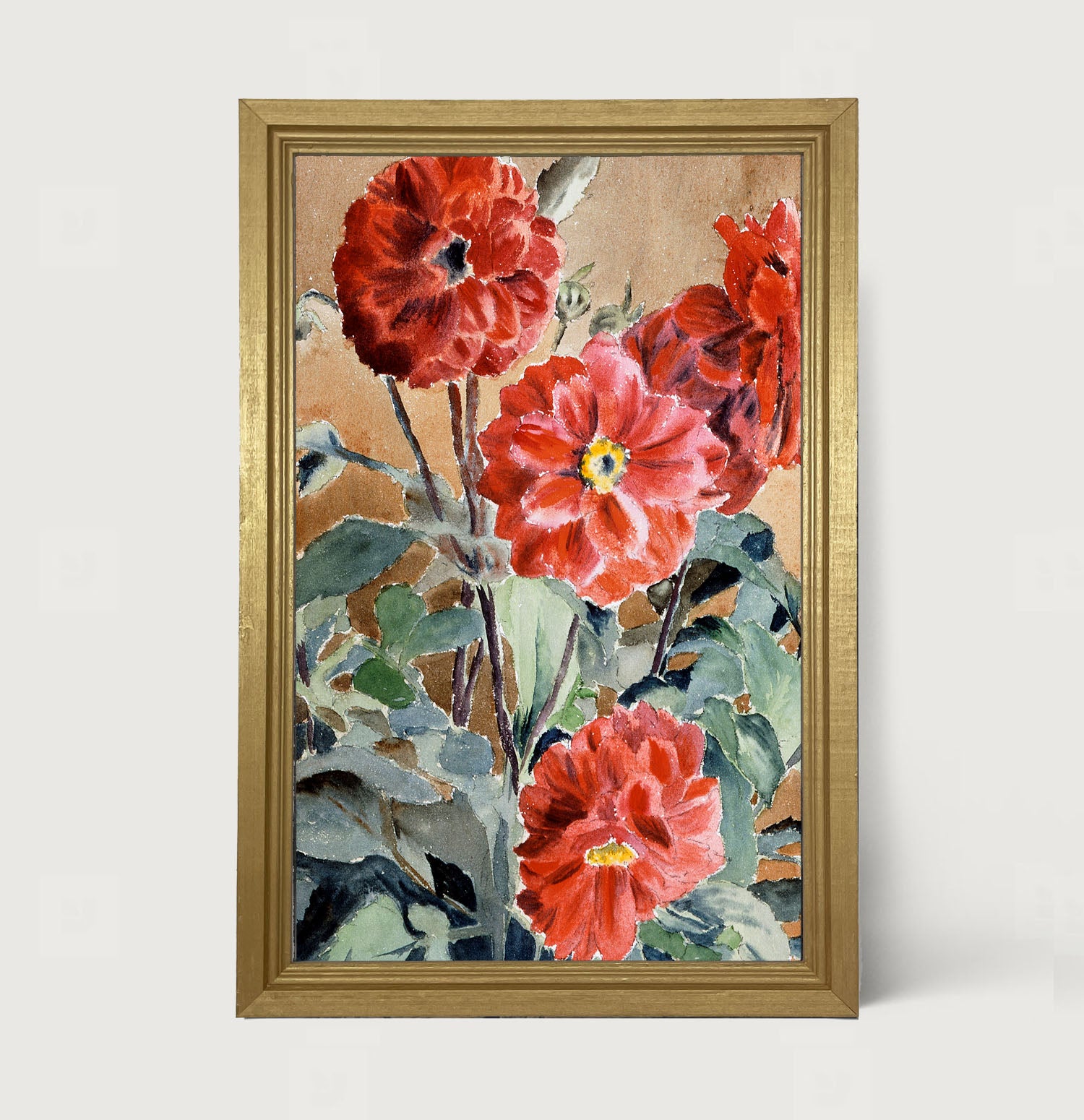 Watercolor Zinnias - Framed art
