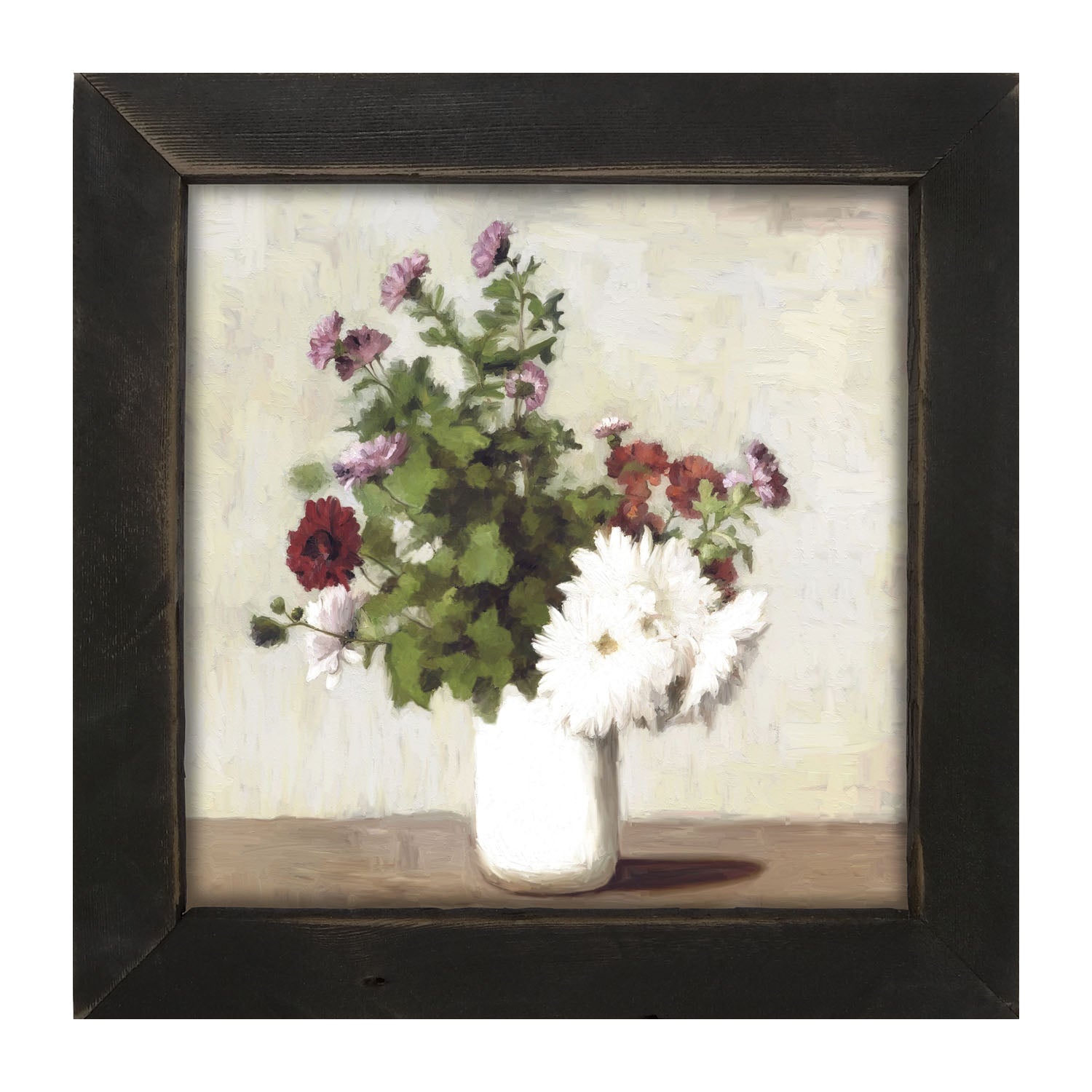 Meadow Flowers In A White Vase - Framed art