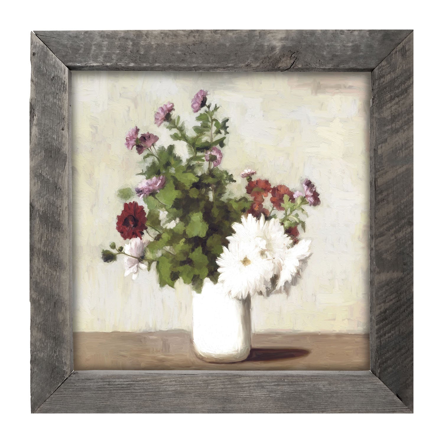 Meadow Flowers In A White Vase - Framed art
