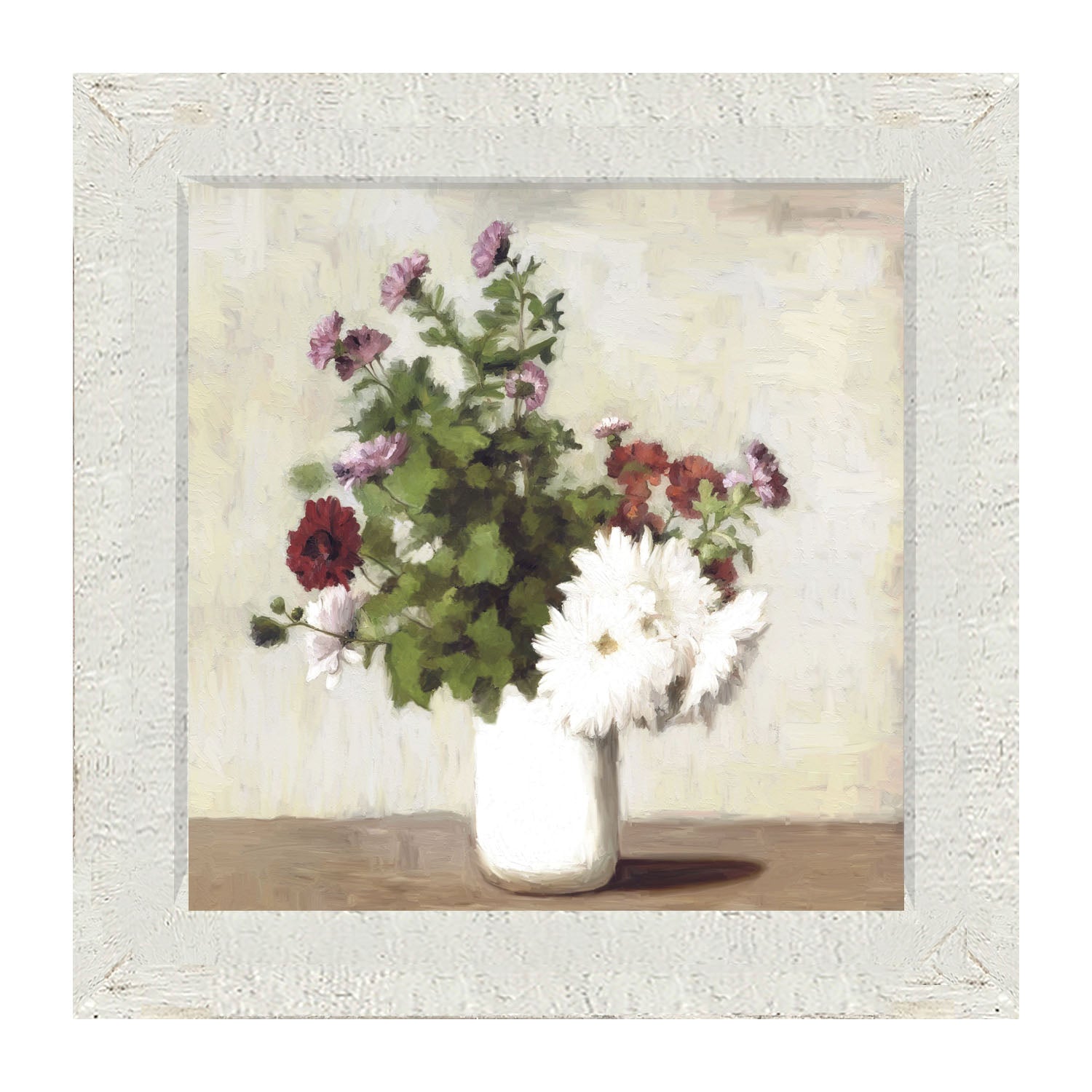 Meadow Flowers In A White Vase - Framed art