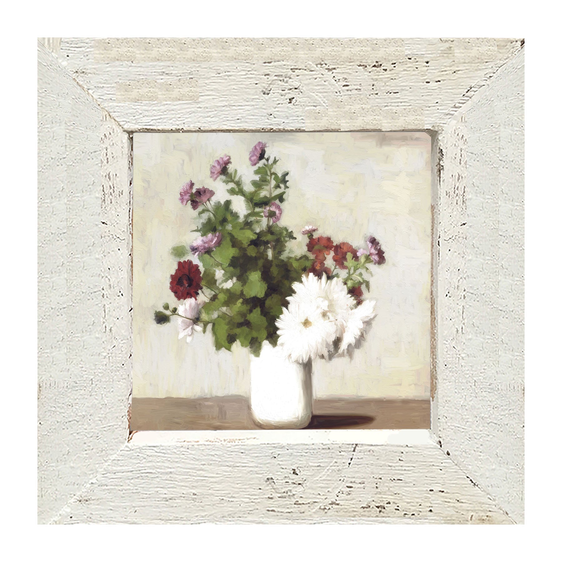 Meadow Flowers In A White Vase - Framed art