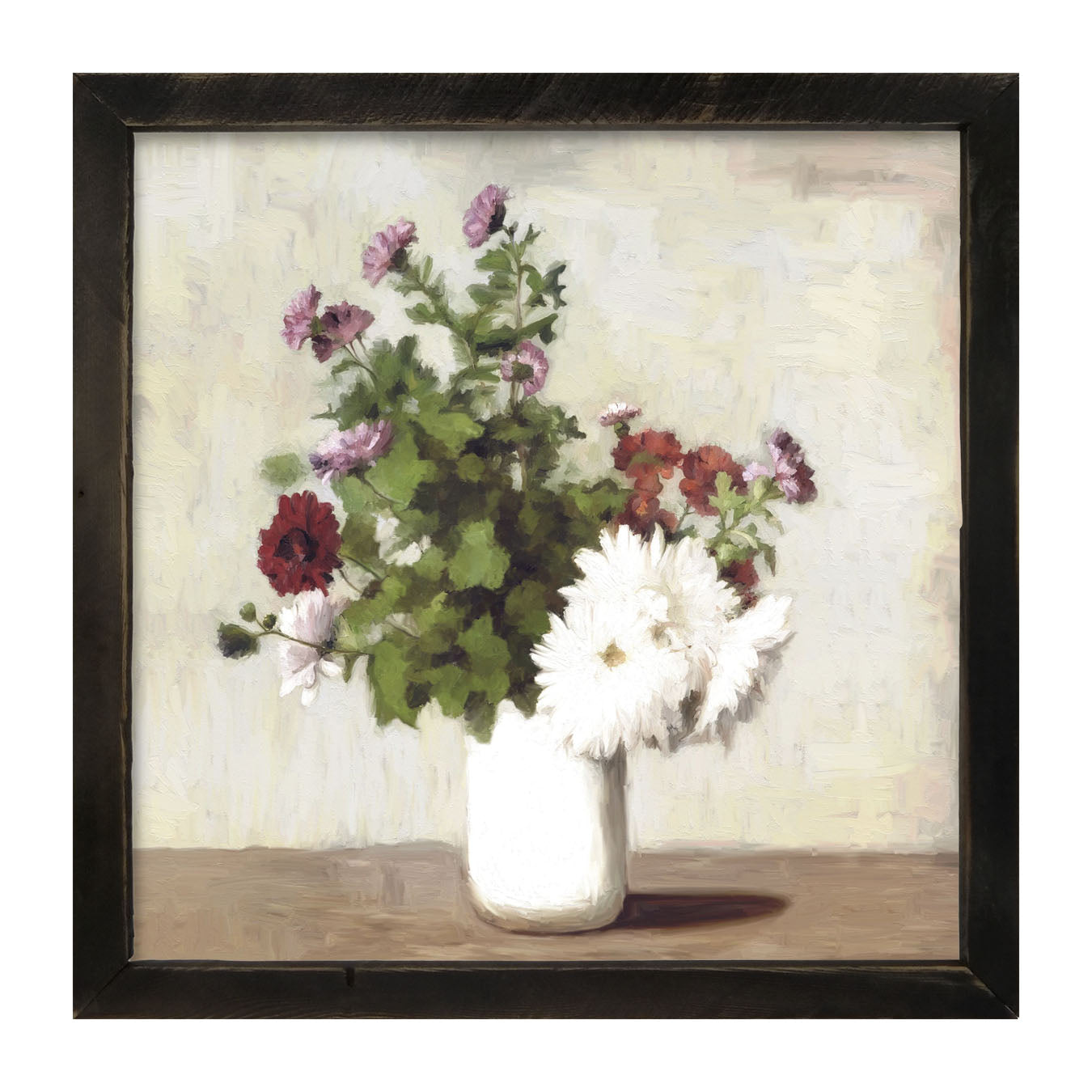 Meadow Flowers In A White Vase - Framed art