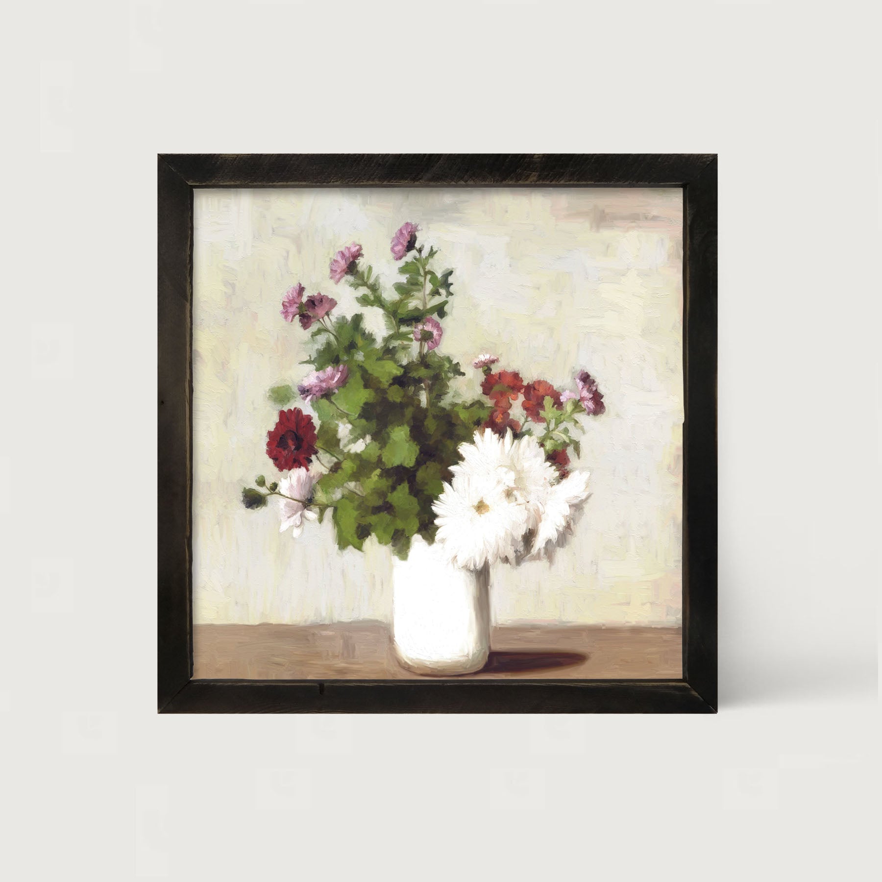 Meadow Flowers In A White Vase - Framed art