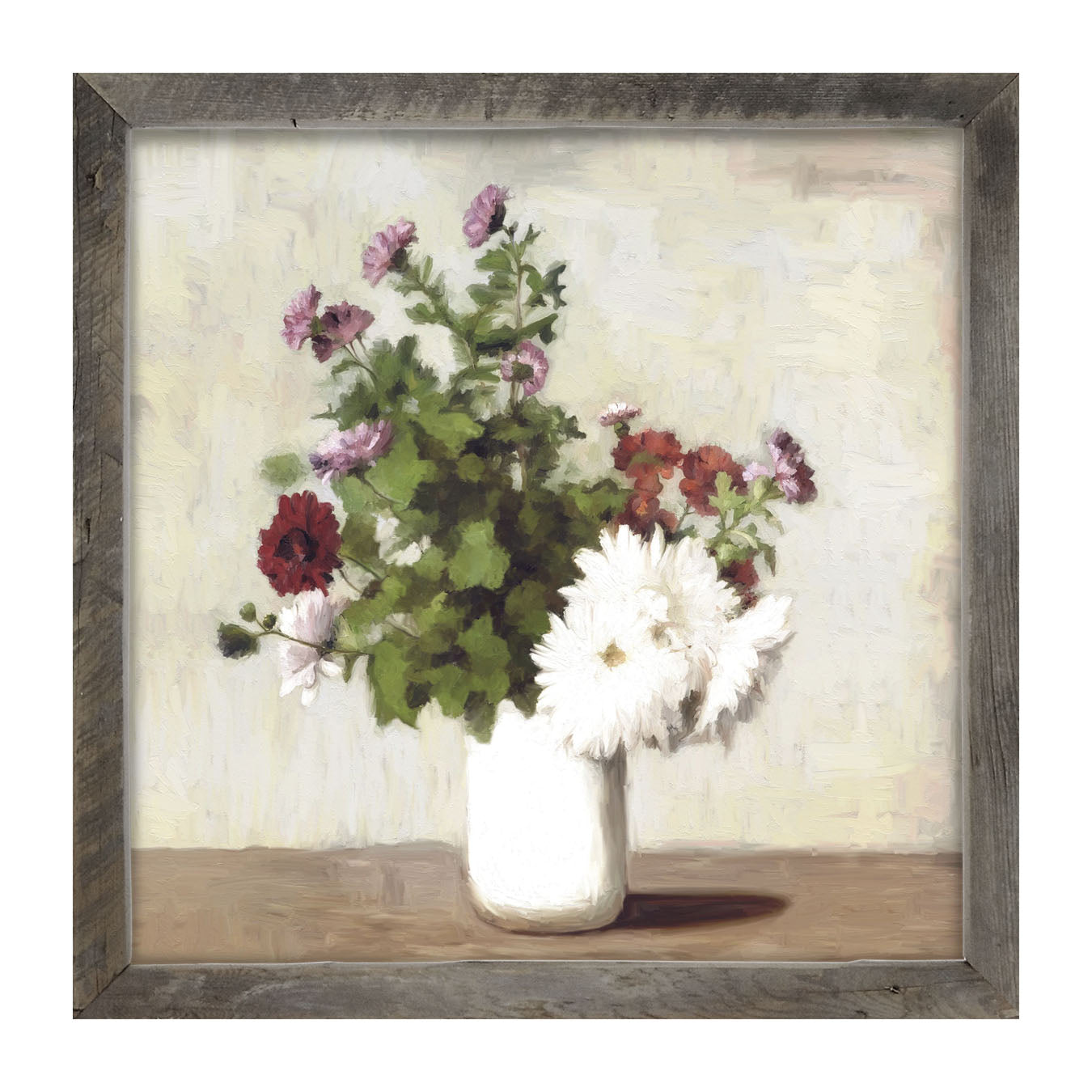 Meadow Flowers In A White Vase - Framed art