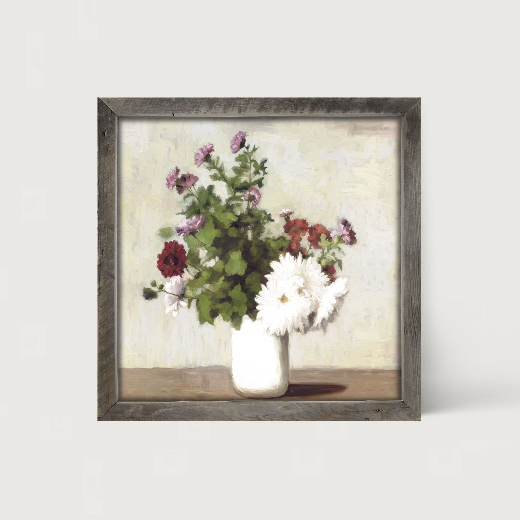 Meadow Flowers In A White Vase - Framed art