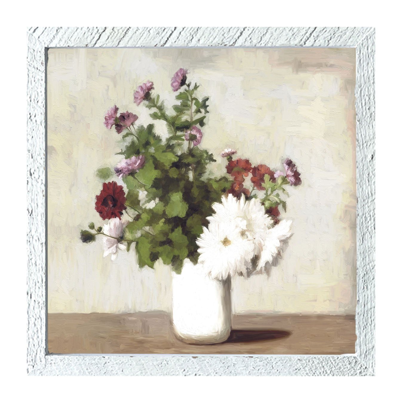 Meadow Flowers In A White Vase - Framed art
