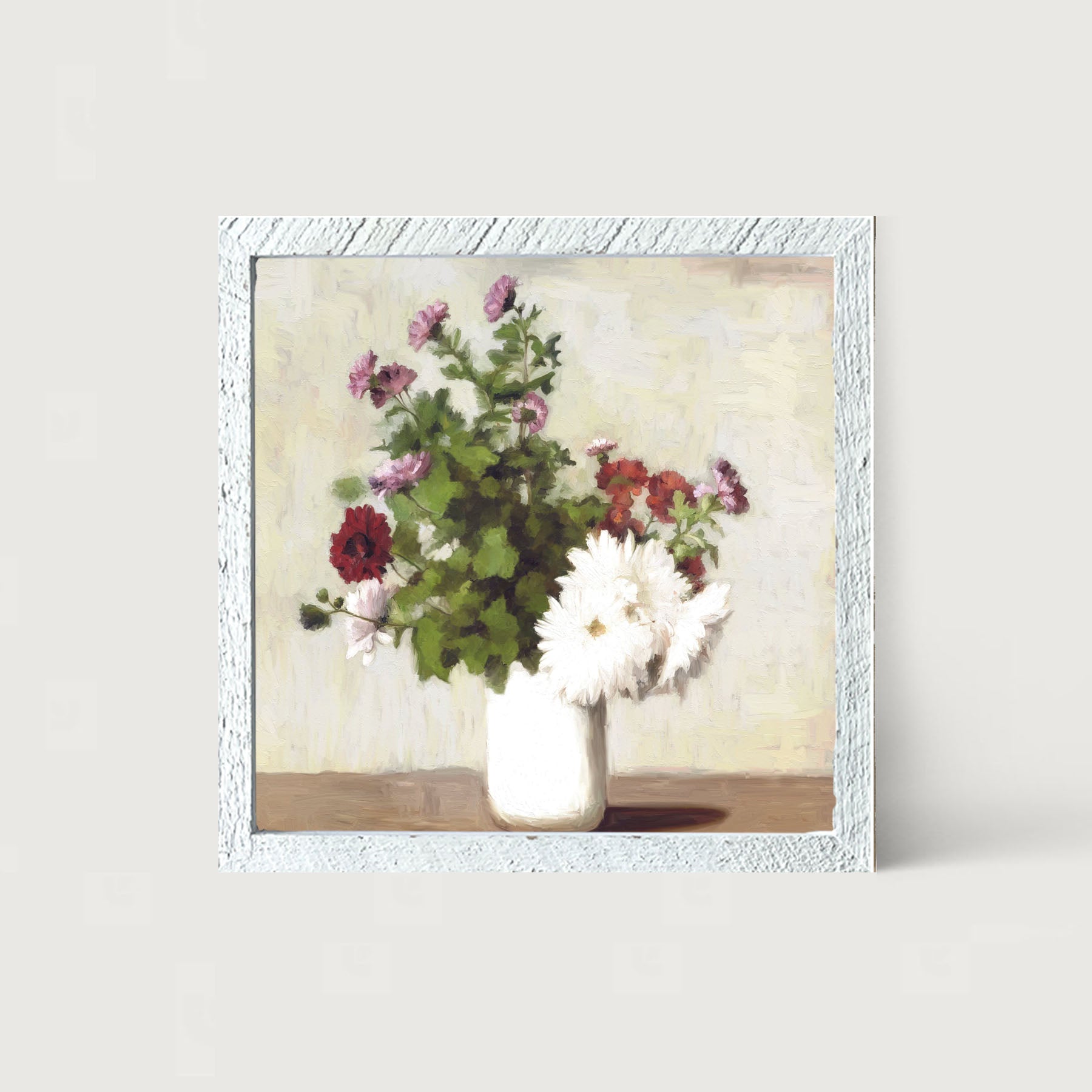 Meadow Flowers In A White Vase - Framed art