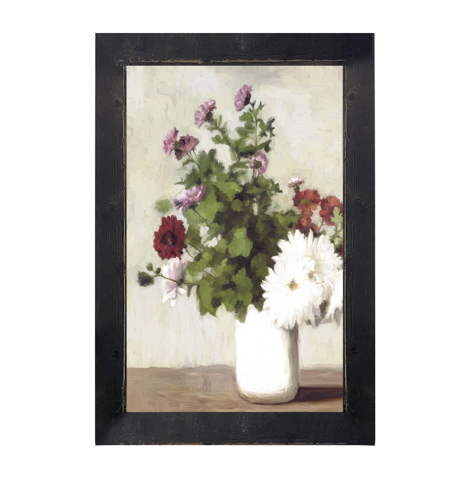 Meadow Flowers In A White Vase - Framed art