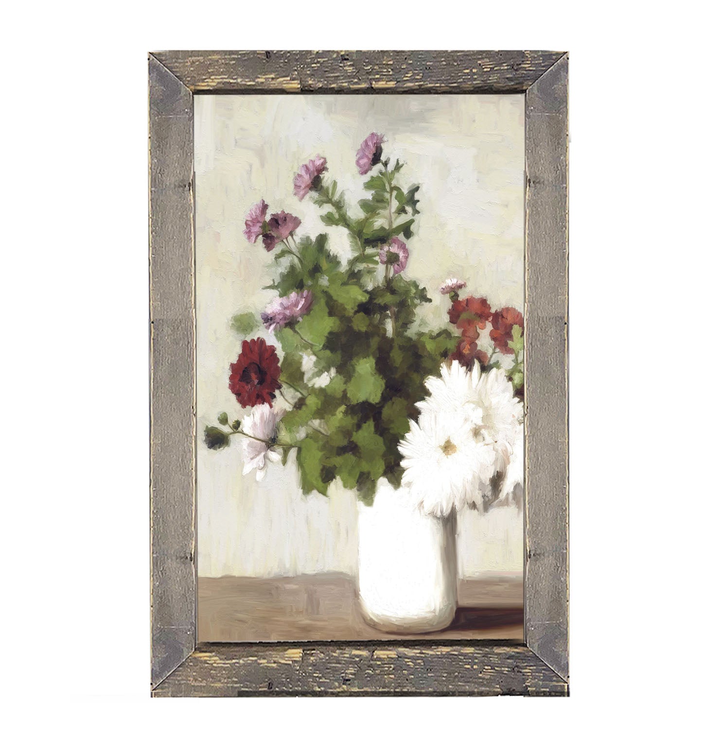 Meadow Flowers In A White Vase - Framed art