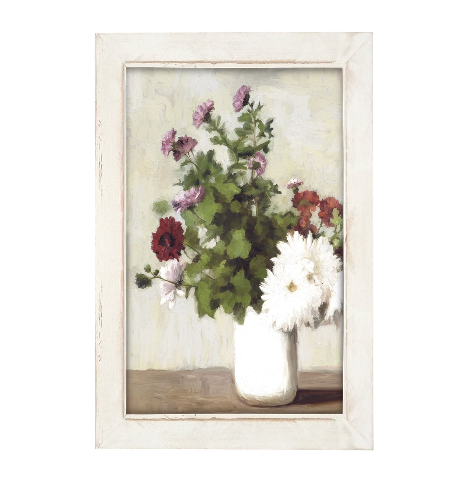 Meadow Flowers In A White Vase - Framed art