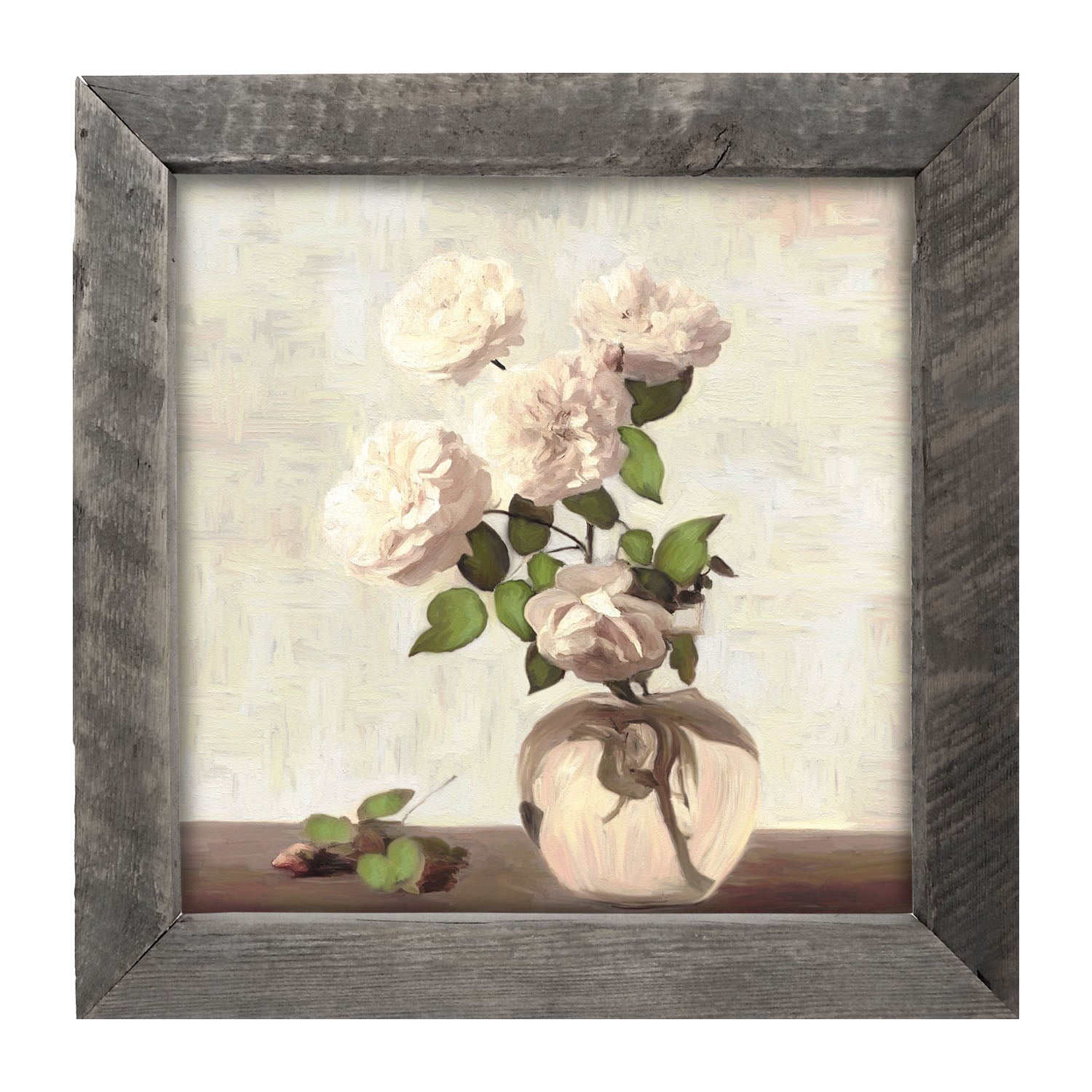 Cream Garden Flowers - Framed art