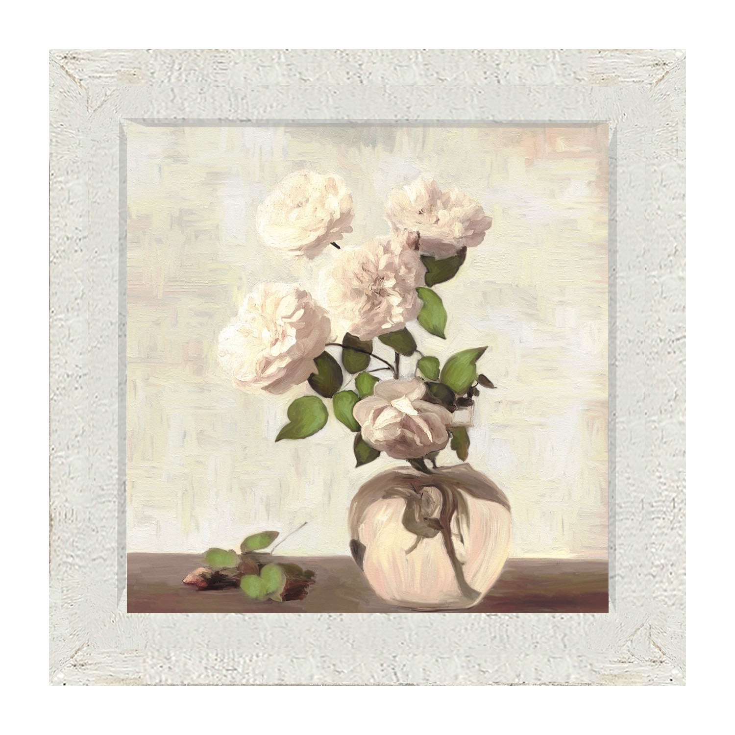 Cream Garden Flowers - Framed art