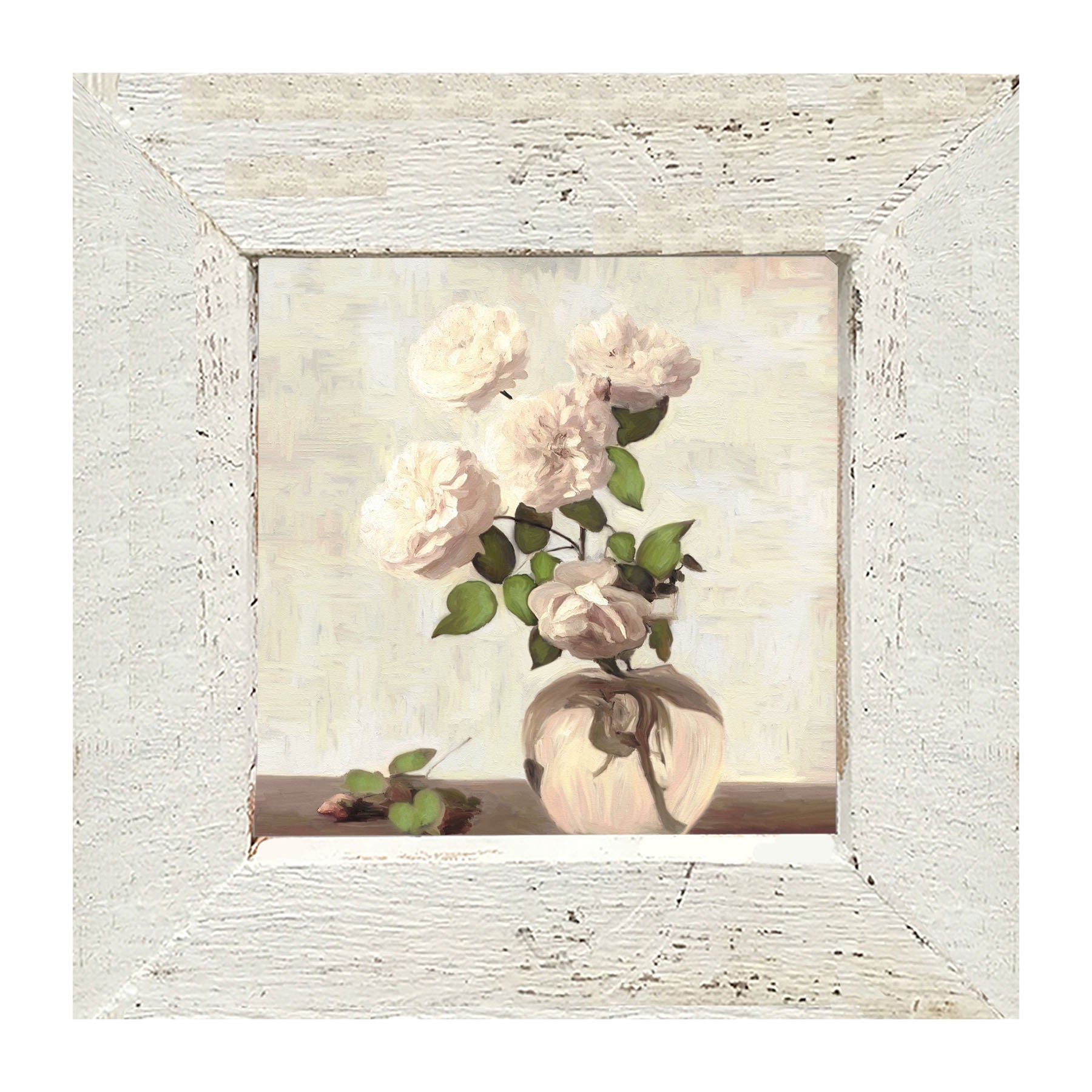 Cream Garden Flowers - Framed art