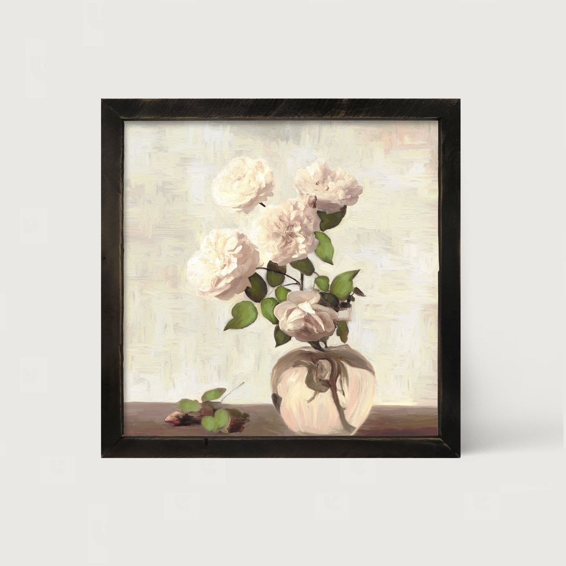 Cream Garden Flowers - Framed art
