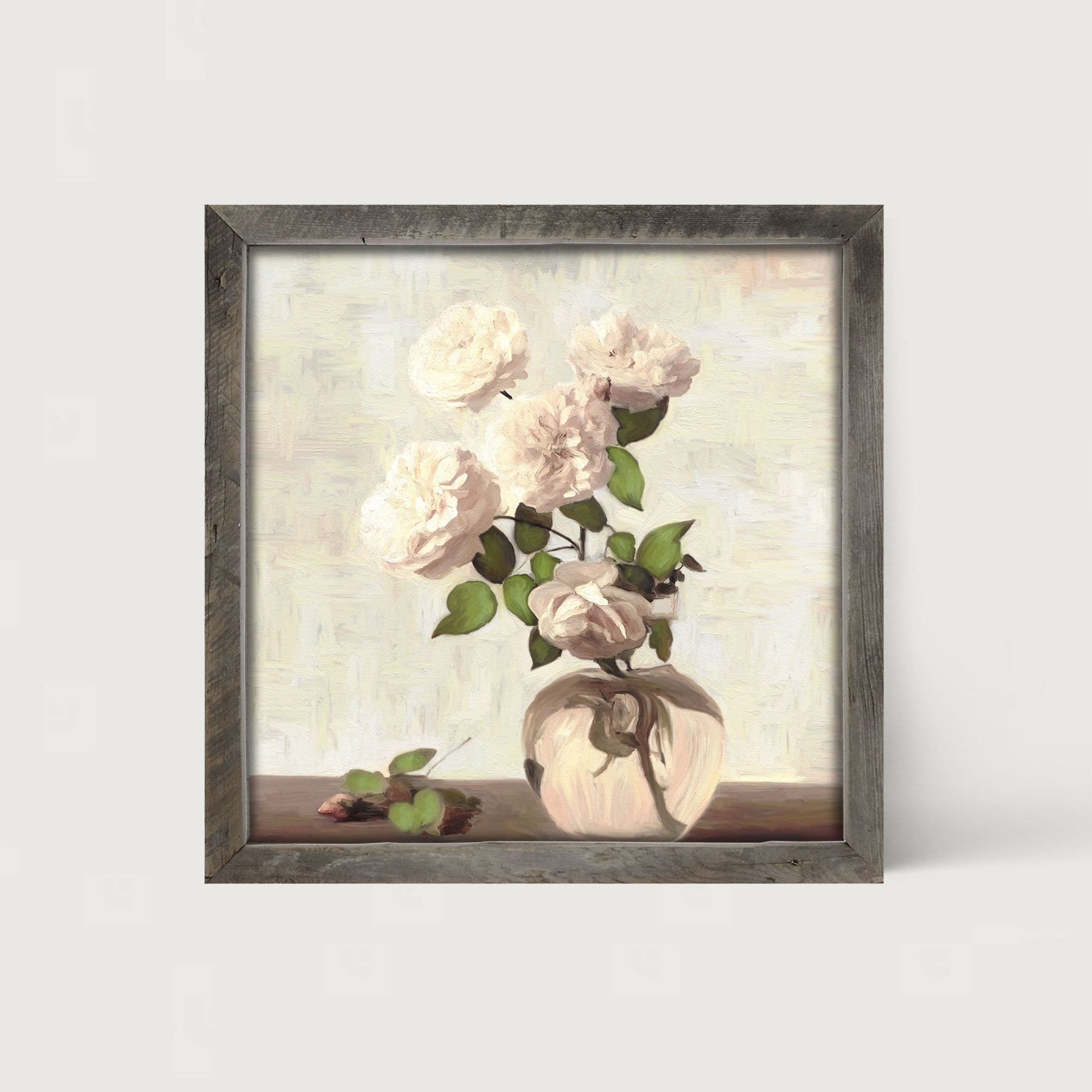 Cream Garden Flowers - Framed art