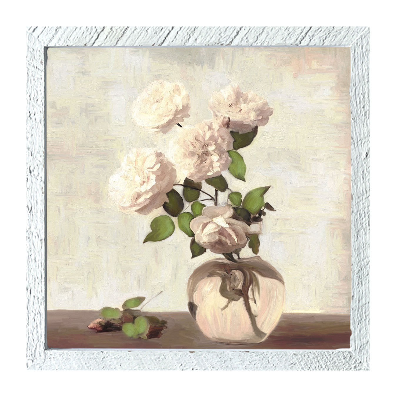 Cream Garden Flowers - Framed art