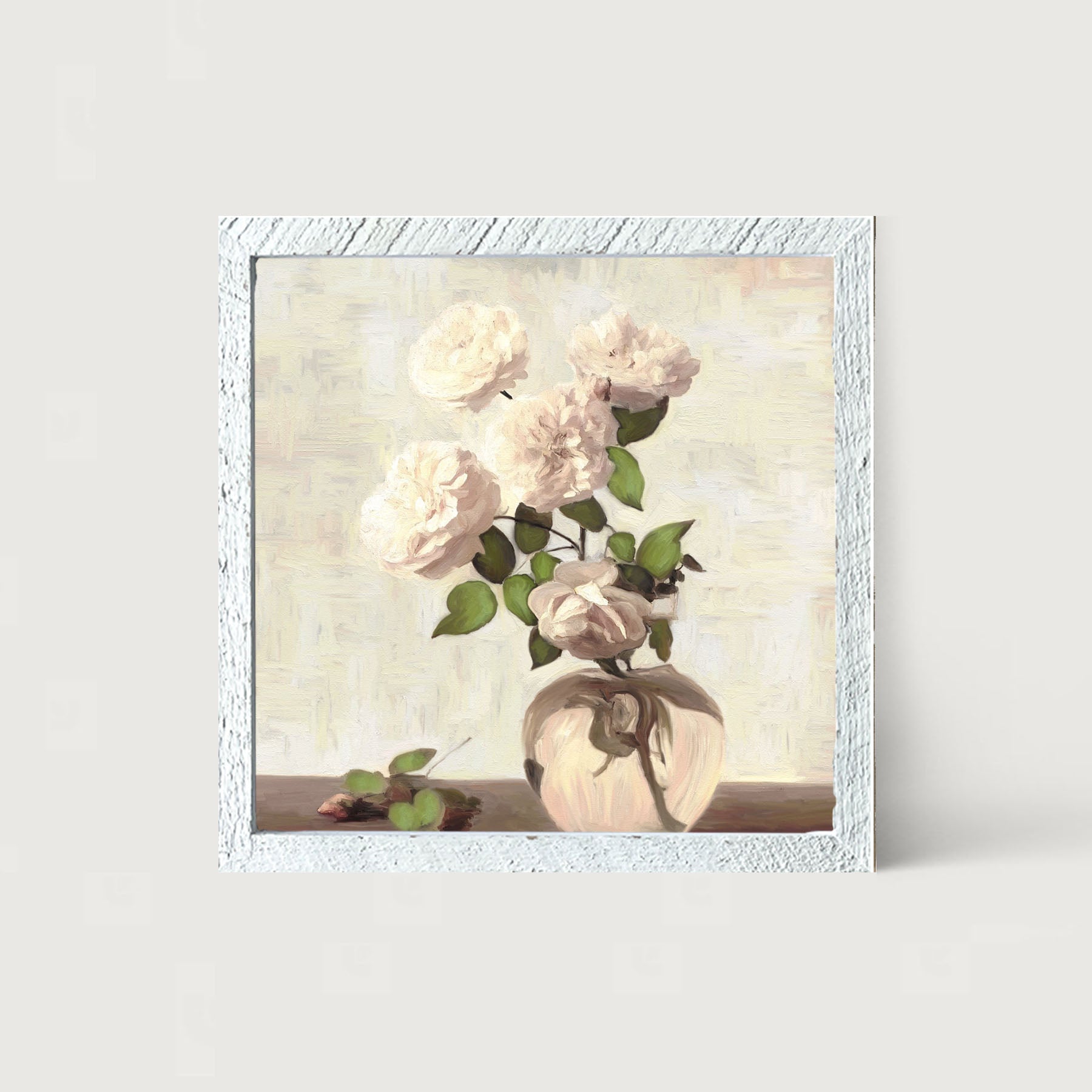 Cream Garden Flowers - Framed art