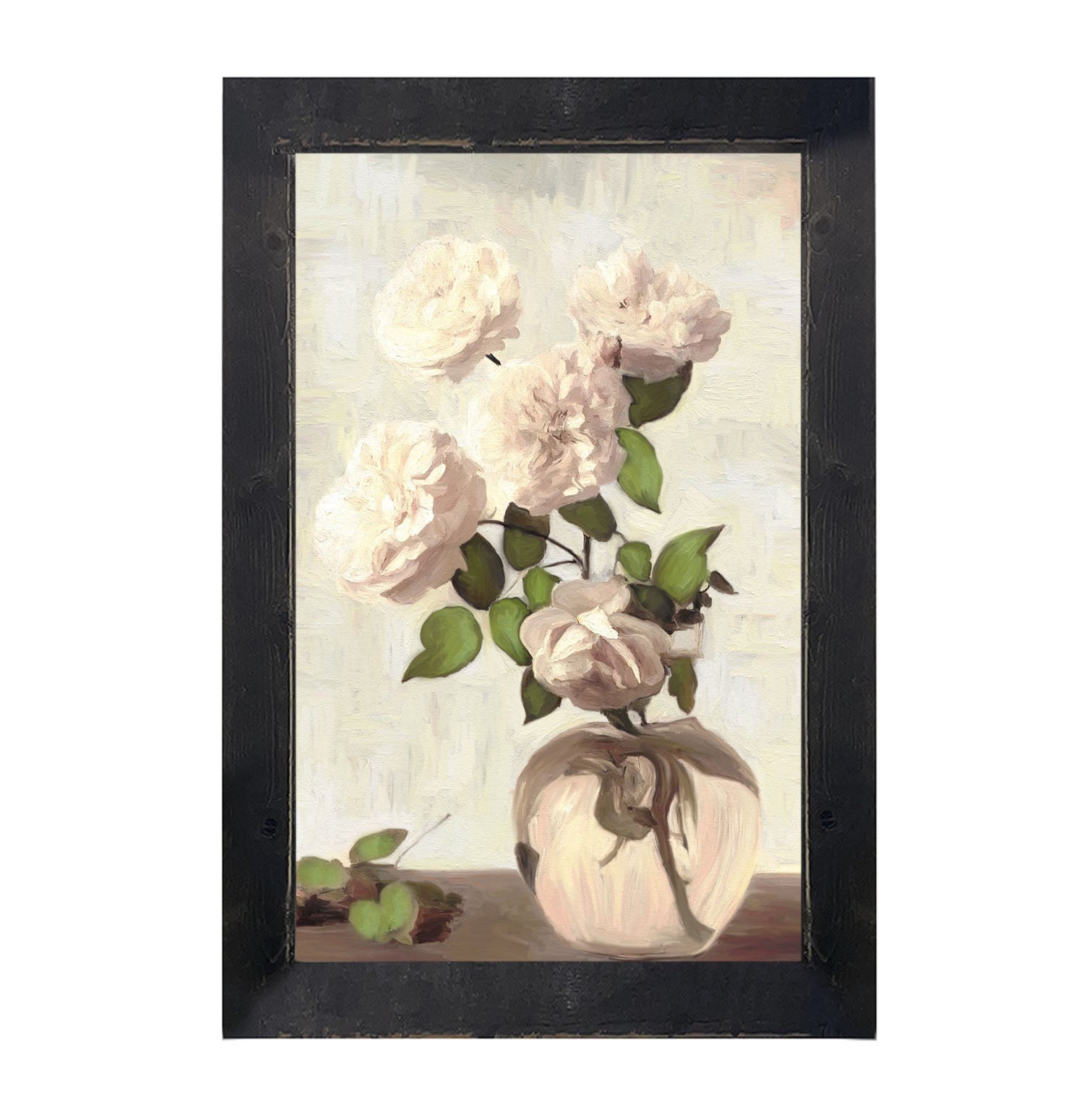 Cream Garden Flowers - Framed art