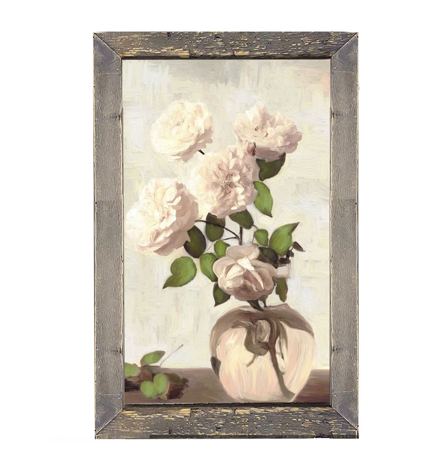 Cream Garden Flowers - Framed art