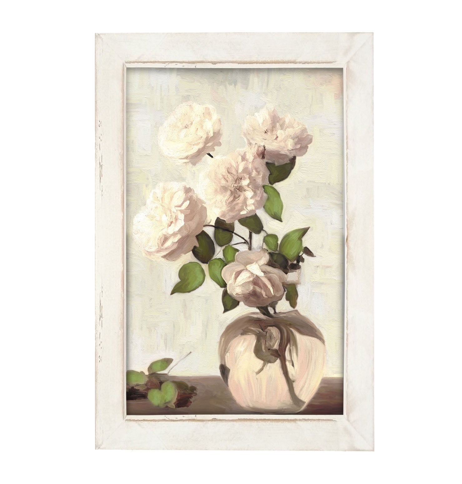Cream Garden Flowers - Framed art