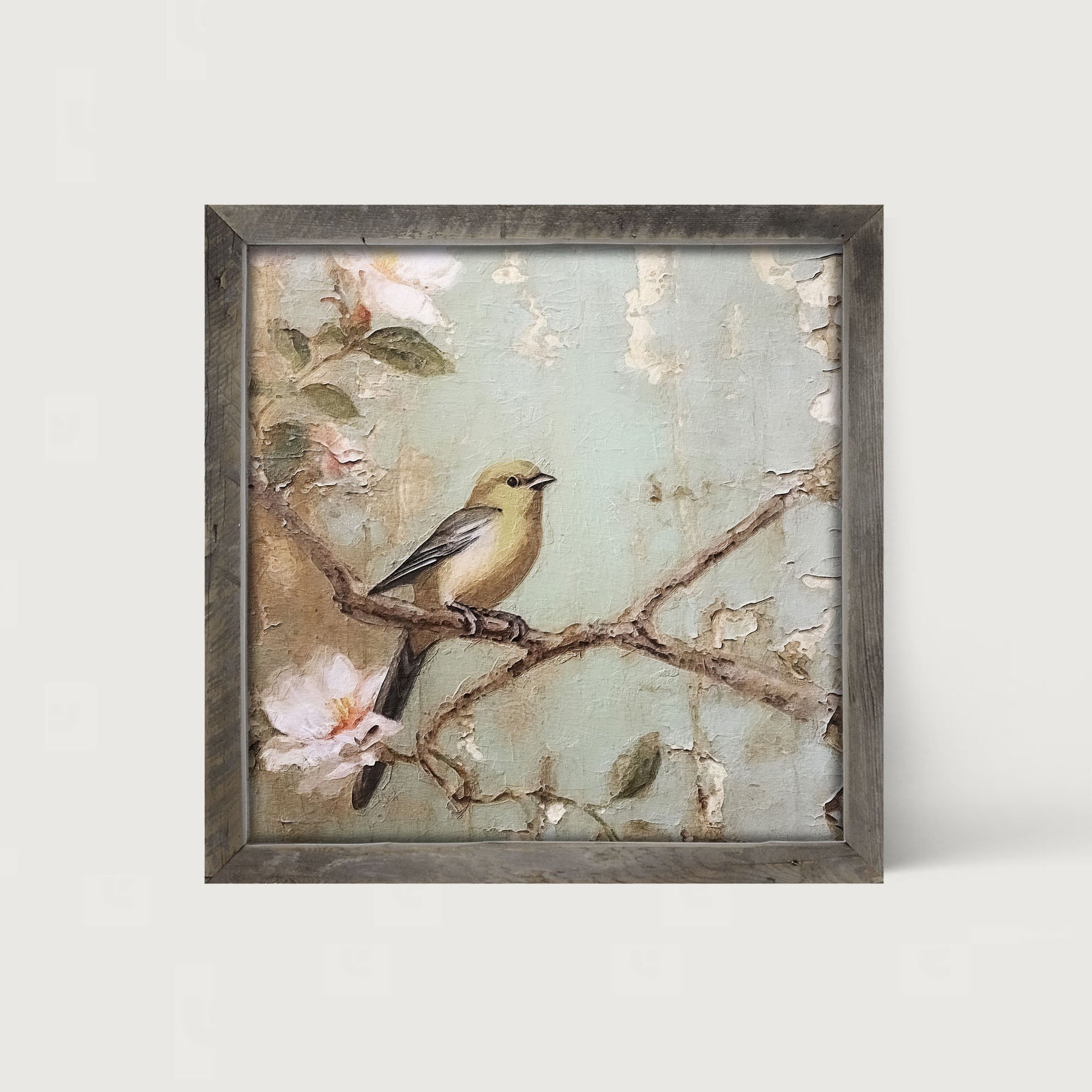 Yellow bird on branch - Framed Art