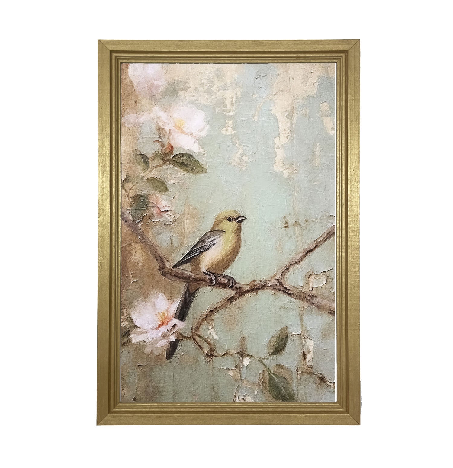 Yellow bird on branch - Framed Art