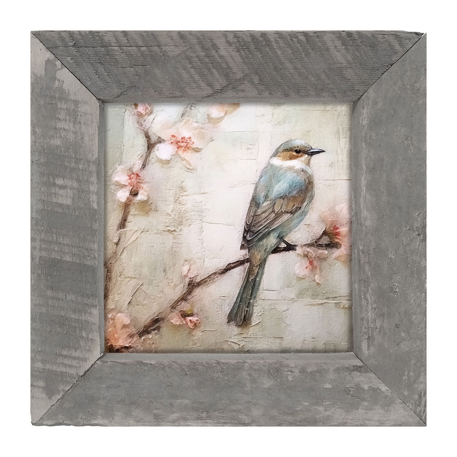 Blue bird on branch - Framed art