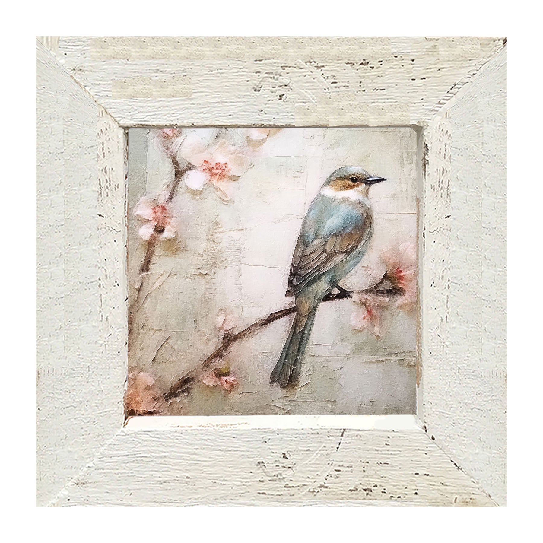 Blue bird on branch - Framed art