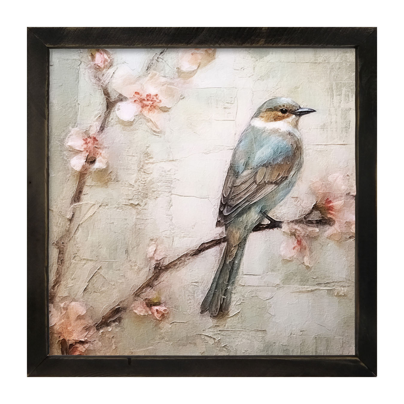 Blue bird on branch - Framed art