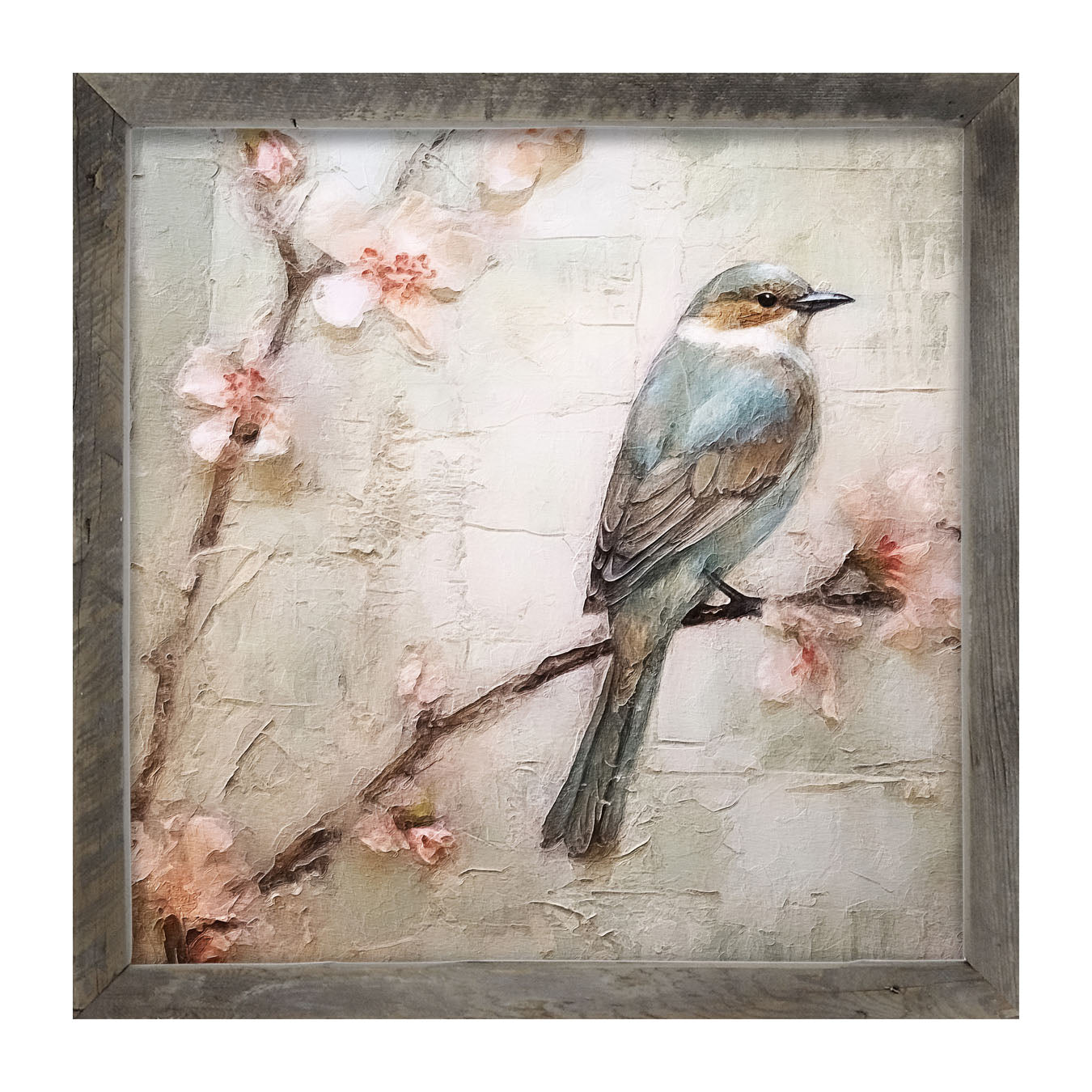 Blue bird on branch - Framed art